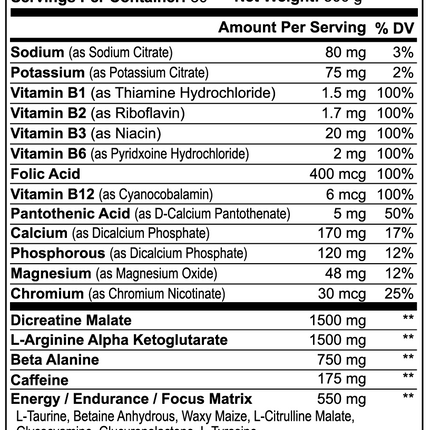 Polvo pre-entrenamiento Nitric Shock (Ponche de frutas)